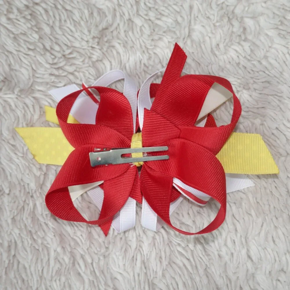 Red and Yellow Whimsical Hair Bow with Alligator Clip - KC Chiefs, Iowa State